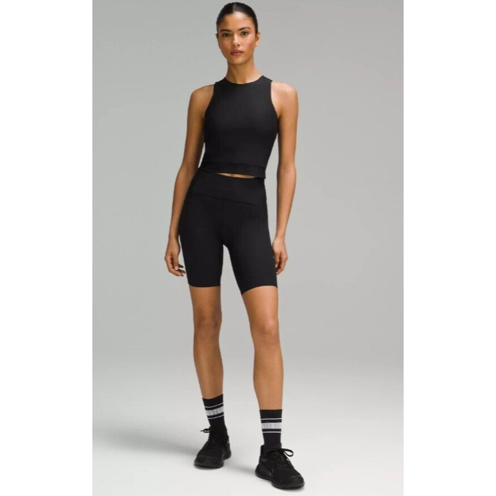 LULULEMON Womens 4 Bike Senseknit Shorts Black High Rise‎ 8" Running
